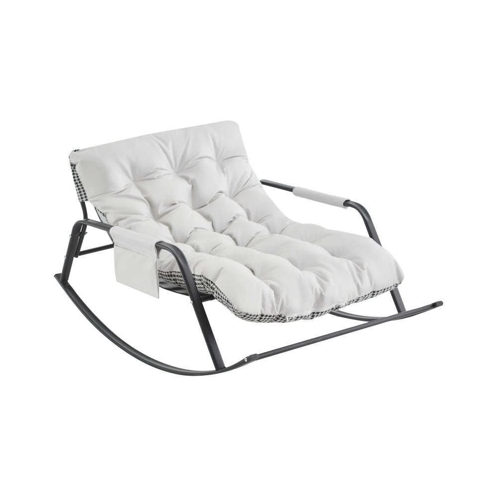 Rocking Chair with Extra-Wide Technical leather Upholstered Gliding Chair Boucle Reclining Chair, Modern Accent Chair for Living Room Nursery Bedroom -white