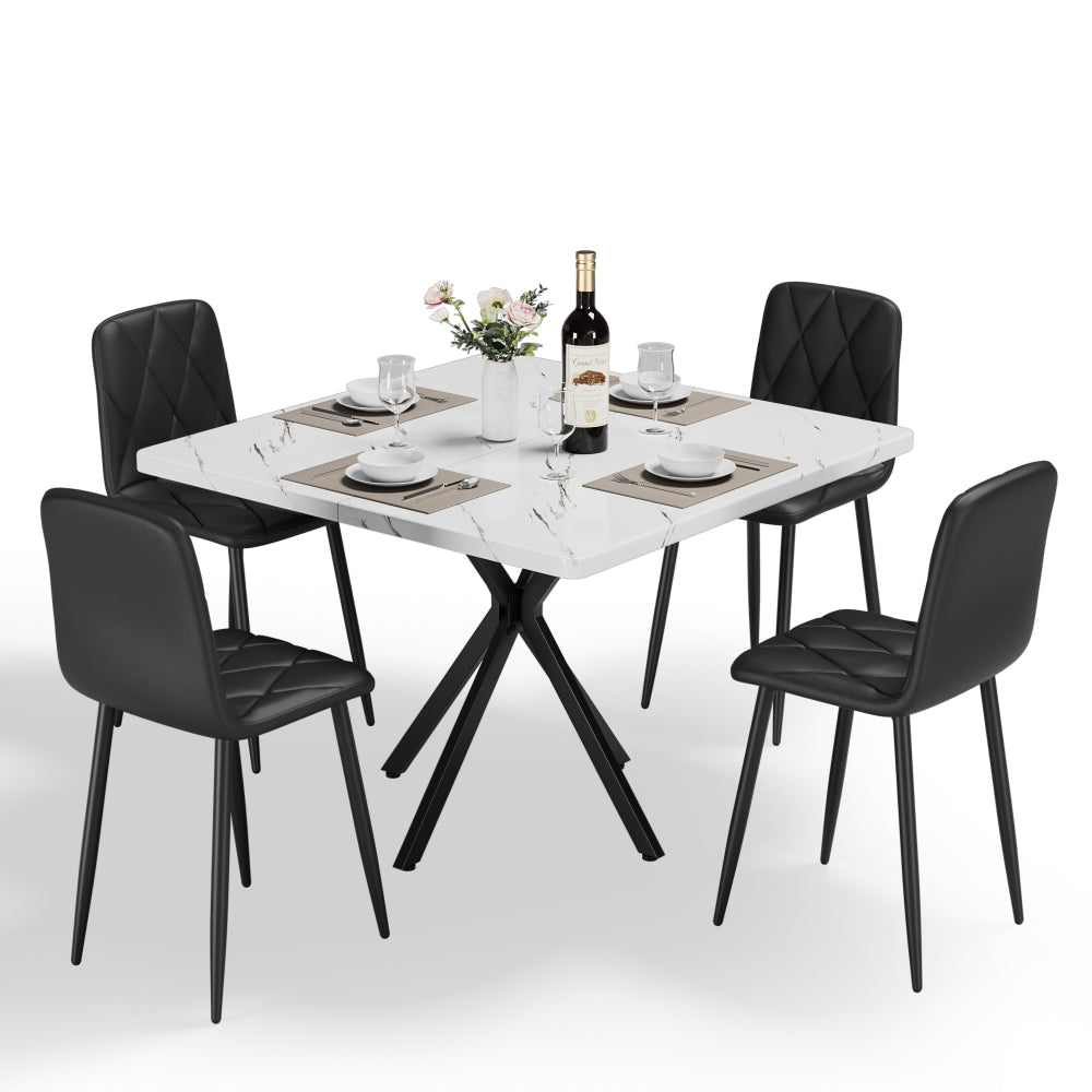 Square Dining Table, Mid Century Modern Square Dining Table for 4-6 Person, Coffee Table for Kitchen Dining Room, Office, Save Space