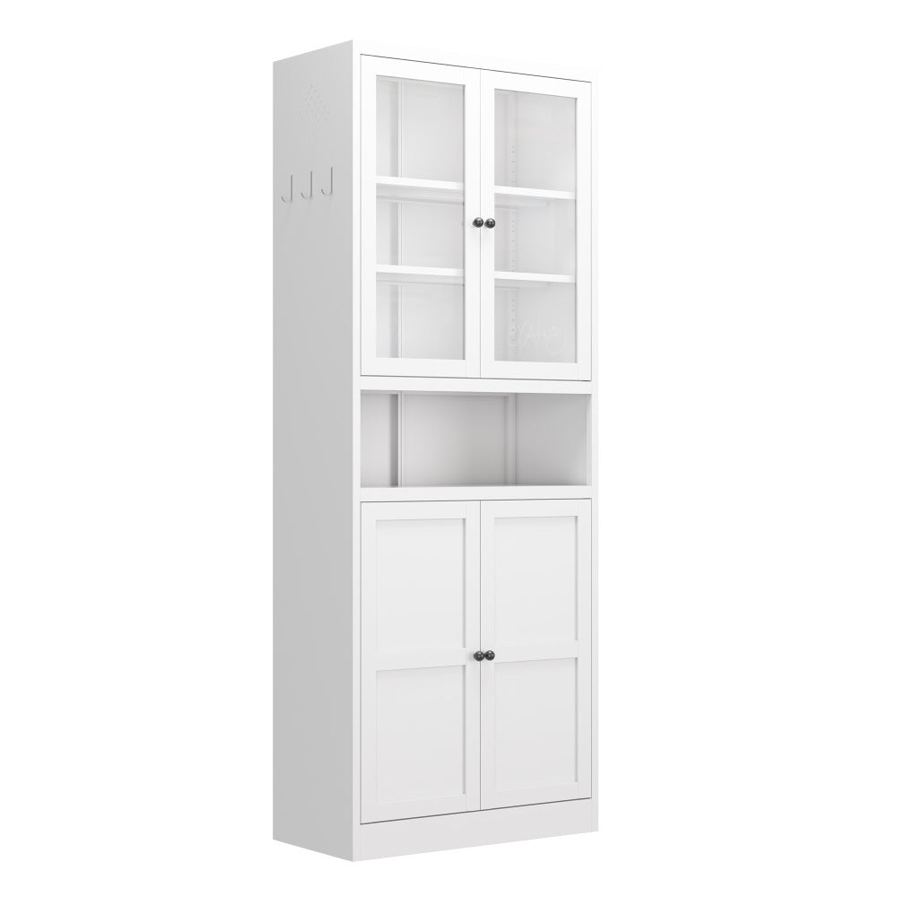Metal Kitchen Pantry Cabinet - 72" Tall Storage with Adjustable Shelves (White), Heavy Duty Stainless Steel Frame, Freestanding Cabinet for Kitchen/Pantry/Bathroom