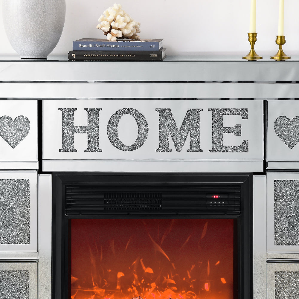 W 46" X D 12.6 X H 41 " Acrylic diamond mirror fireplace cabinet, TV fireplace cabinet