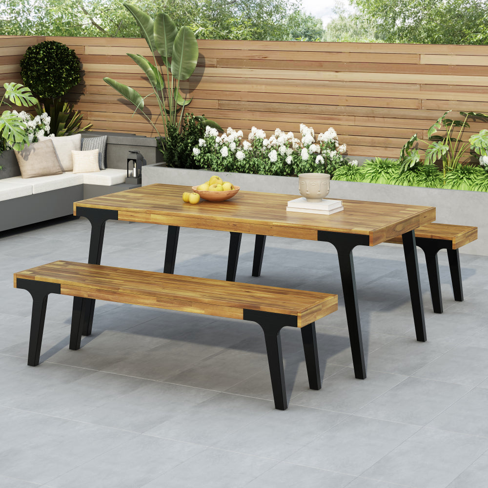 1 DINING TABLE+2 DINING BENCHES