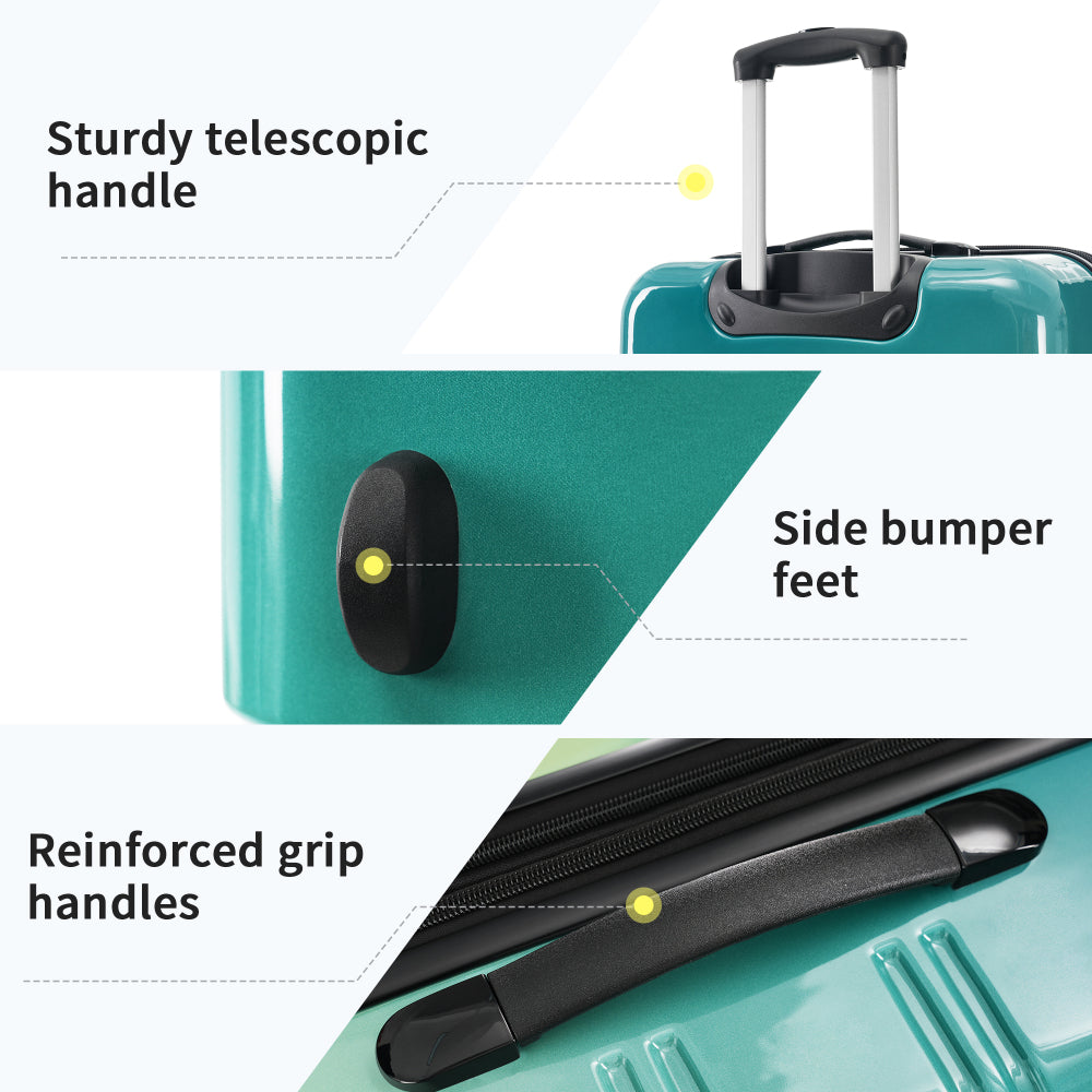 Hardshell Luggage Sets 3 Piece Gradient Color Expandable Suitcase with Spinner Wheels and TSA Lock Lightweight 20" 24" 28" Available,Green+Yellow