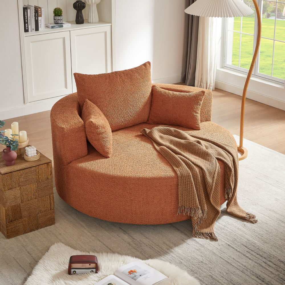 360° Swivel Chair Accent Barrel Chair Swivel Round Sofa Chair with 3 Removable Pillows for Living Room, Bedroom, Office and Hotel,Beige
