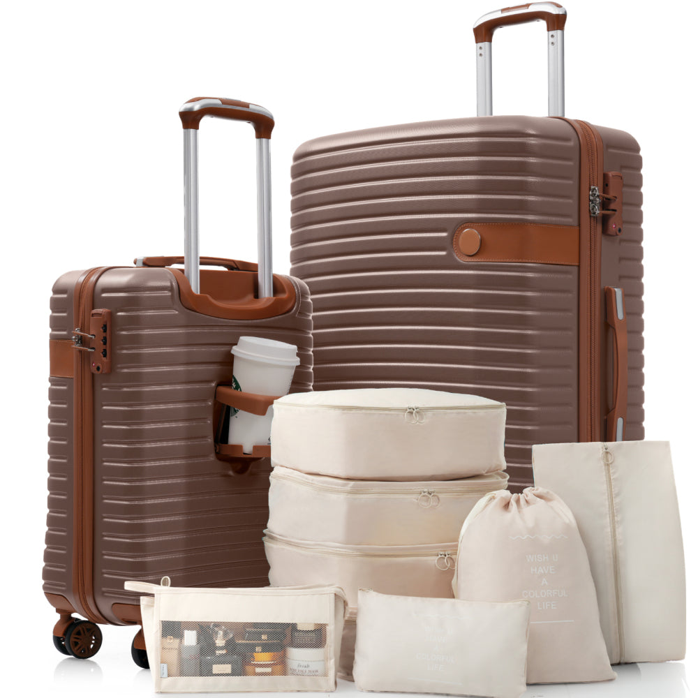 4 Piece Luggage Set Suitcase Set, ABS Hard Shell Lightweight Expandable Travel Luggage with 4 Packing Cubes, TSA Lock, Spinner Wheels for Men Women(16/20/24/28)