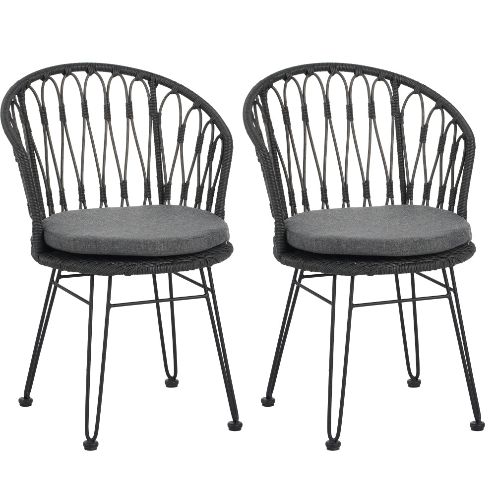 TAVON CHAIR,2PCS with 2 Cushions,Gray