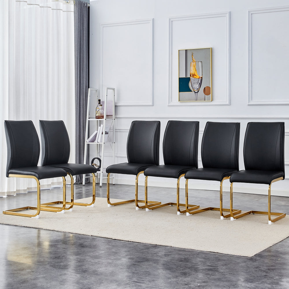 Luxury Simple Arch Chair - Set of 4 Dark Gray PU Material High Resilience Dining Chair with Arched Metal Silver Leg.Crazy Horse Texture PU Dining Chairs.