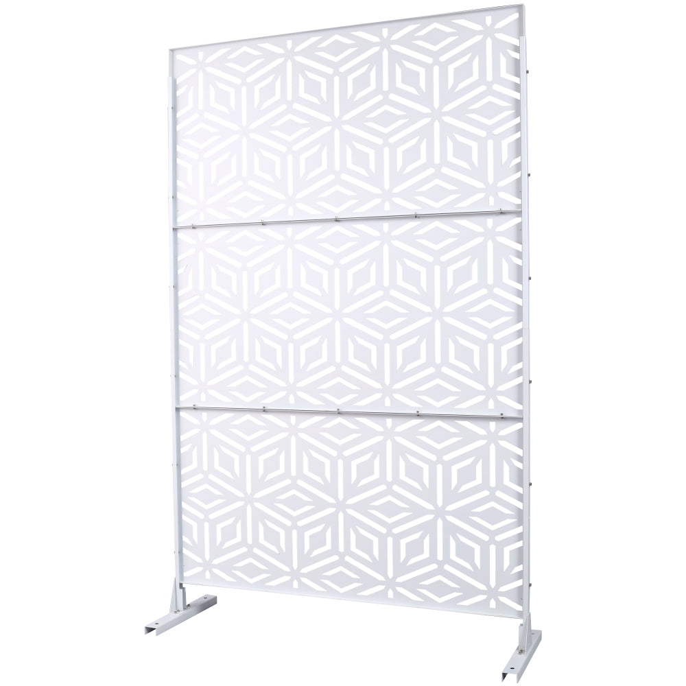 Outdoor & Indoor Privacy Screen Metal Privacy Screen 76" H×48" W, Freestanding Decorative Privacy Screen for Deck Balcony Patio, Privacy Fence Panels for Outside Lawn Garden PS115 WHITE