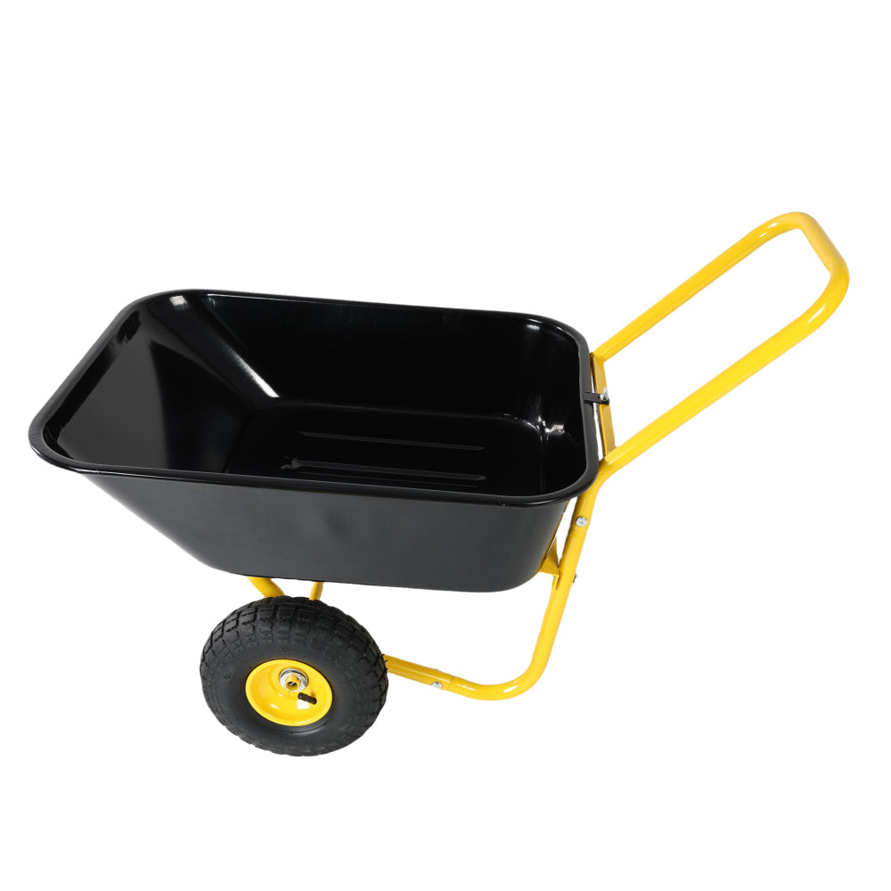 Children's metal trolley, children's trolley, children's heavy vehicle, metal structure two-wheeled trolley, steel pallet, can be used in gardens, loading leaves, soil, sand, etc. (red)