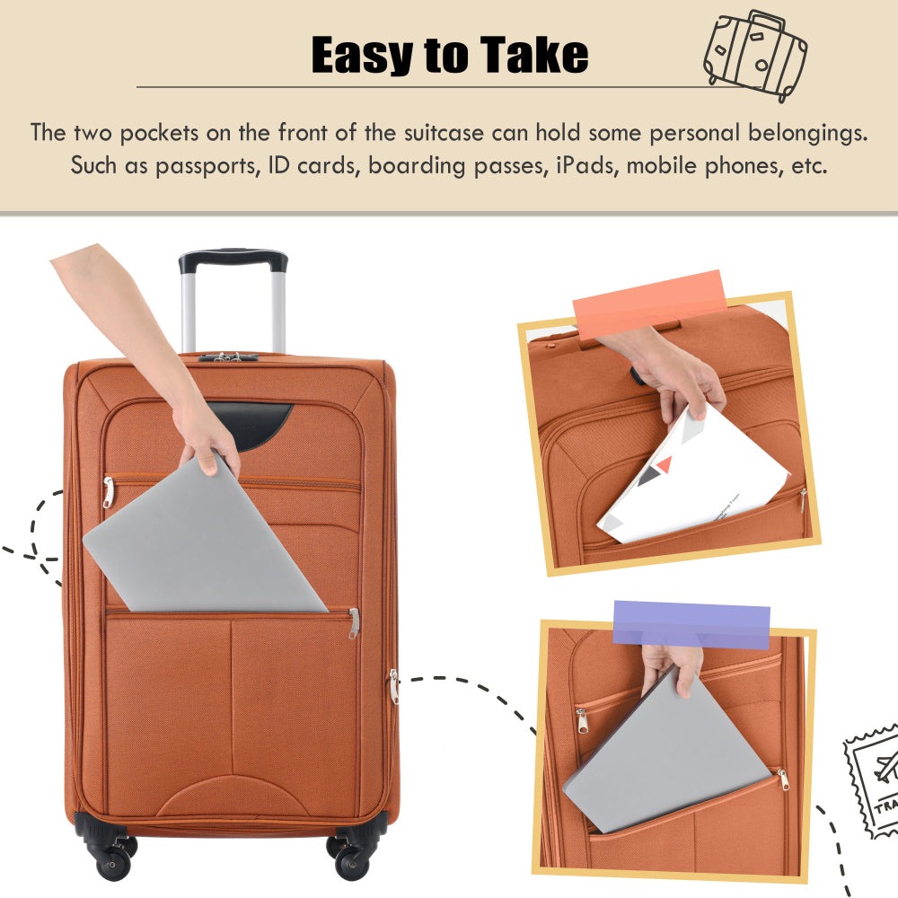 Softside Luggage Expandable 3 Piece Set Suitcase Upright Spinner Softshell Lightweight Luggage Travel Set