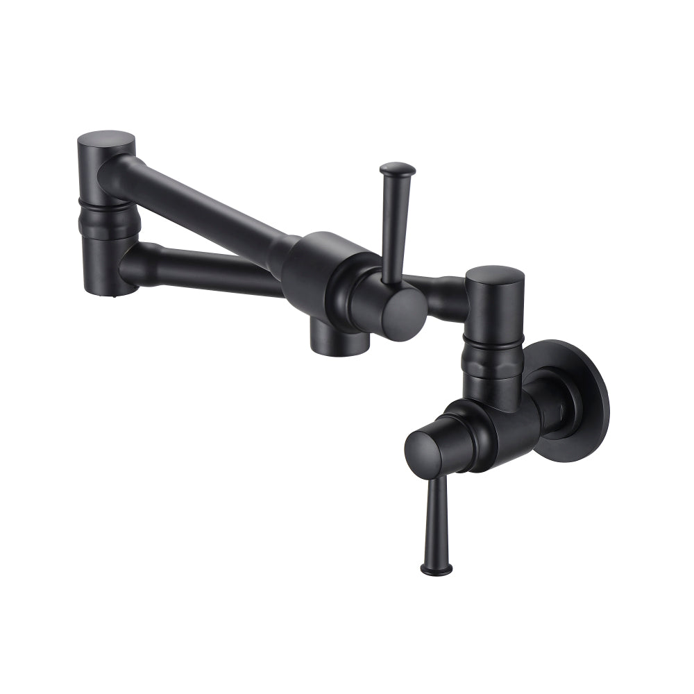 Pot Filler Faucet - Wall Mount Kitchen Sink Faucet Folding Stretchable with Single Hole Two Handles, Brushed Nickel