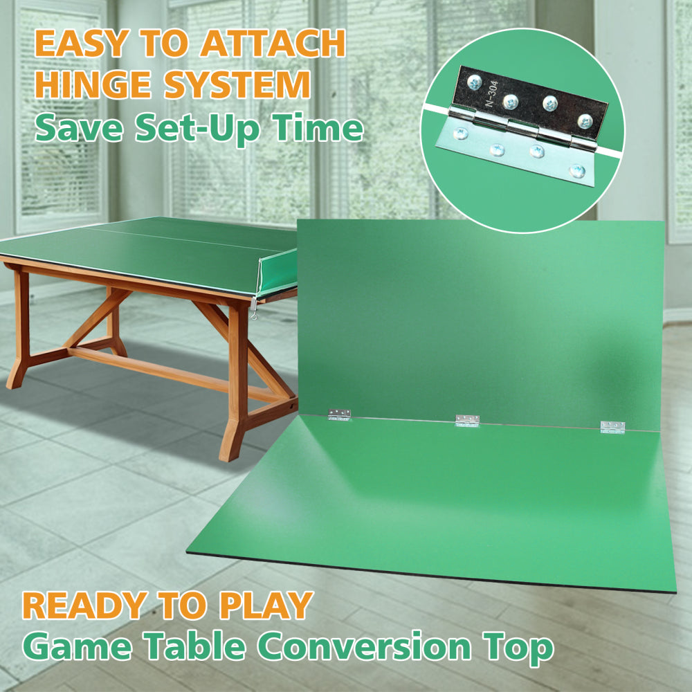 7*4ft Green Mid-Size Ping Pong Conversion Top Foldable & Portable Table Tennis Table Top for Indoor Games