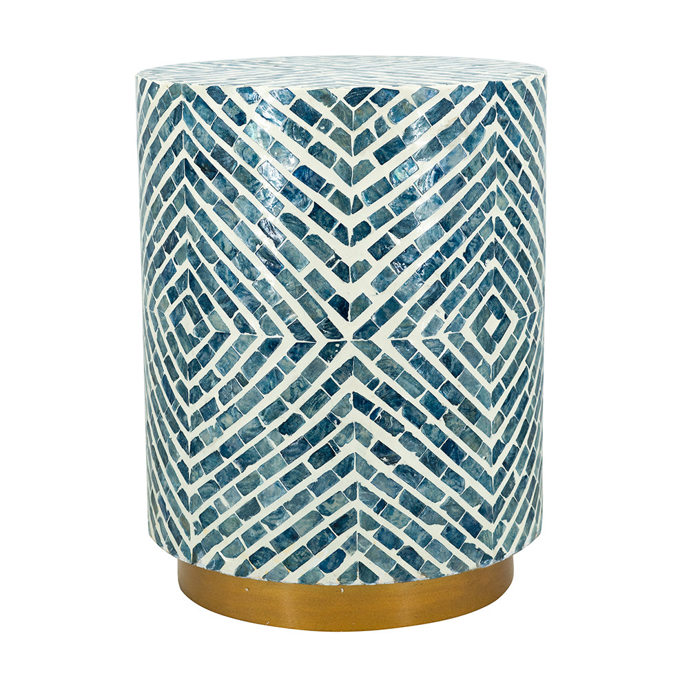 18x18x21" Hexagonal Capes Capiz Stool, Cream/Yellow