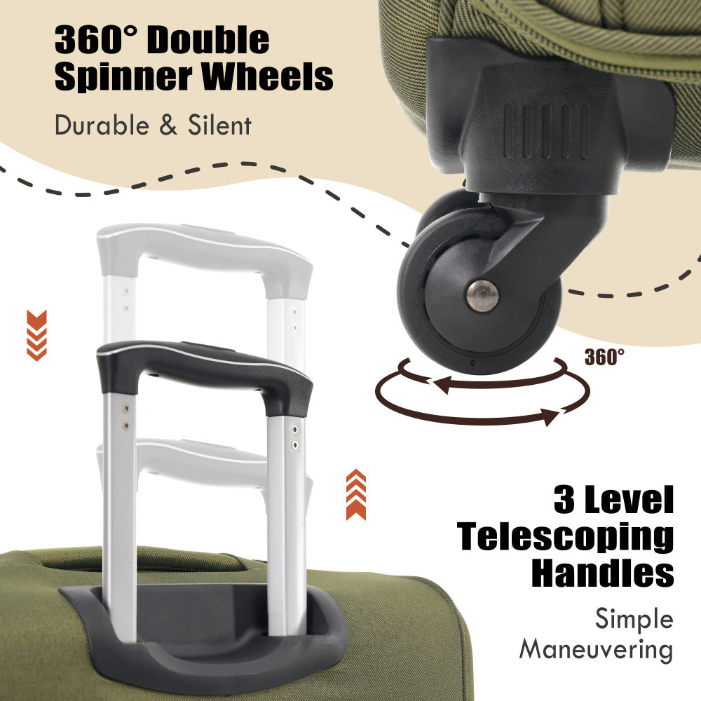 Softside Luggage Expandable 3 Piece Set Suitcase Upright Spinner Softshell Lightweight Luggage Travel Set