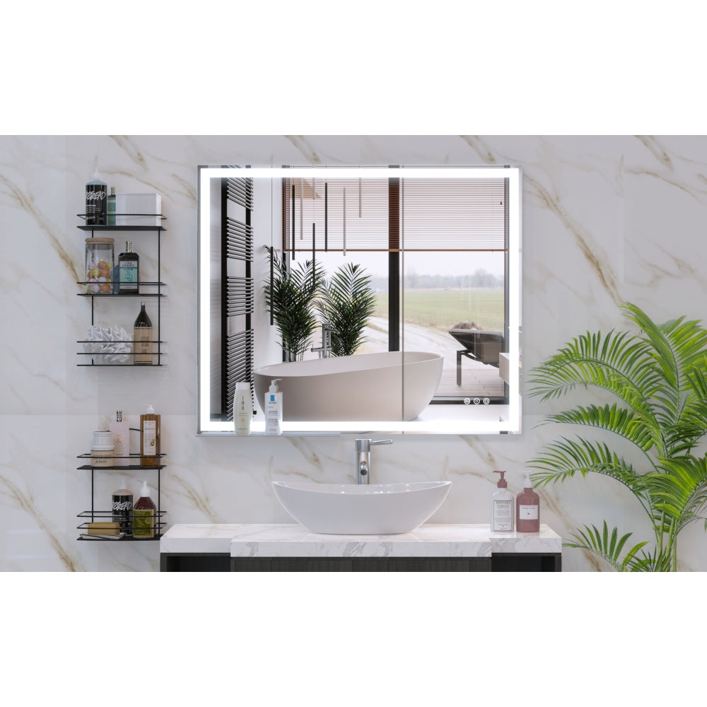 30x36 inch LED Bathroom Vanity Mirror Wall Mounted Adjustable White/Warm/Natural Lights Anti-Fog Touch Switch with Memory Modern Smart Large Bathroom Mirrors
