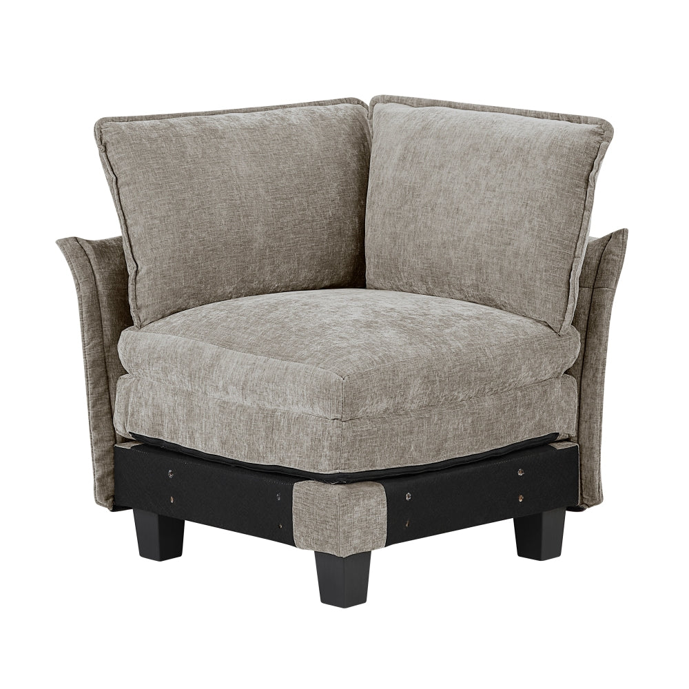 Modern Style 2pcs Arms with Adjustable Pillow Top Taupe Chenille Fabric Upholstery Contemporary Living Room Furniture Plush Comfort