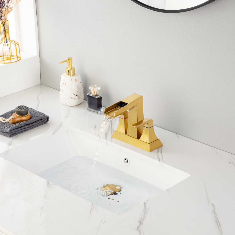Widespread Bathroom Sink Faucet Brushed Gold