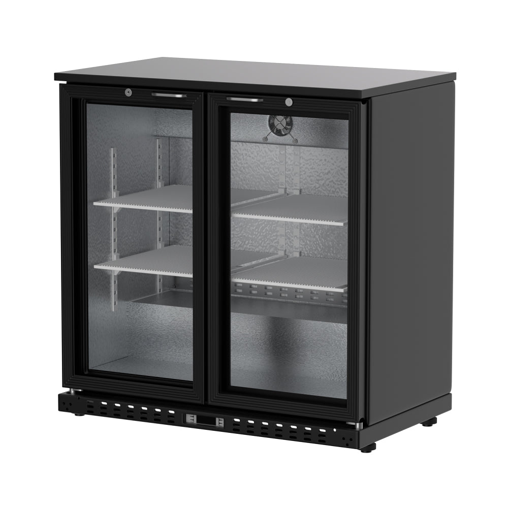 7.4 Cu.Ft Back Bar Cooler 35.4" W Beverage Refrigerator, 2 Low-E Glass Doors, Counter Height Bar Fridge, Commercial Display Refrigerator Anti-Fog, LED Light Beer, Wine, Soda, Soft Drinks