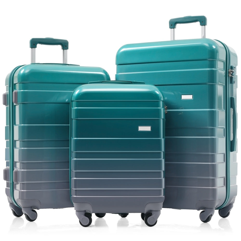 Luggage Sets New Model ABS Hardshell 3pcs Clearance Luggage Hardside Lightweight Durable Suitcase sets Spinner Wheels Suitcase with TSA Lock 20''24''28''( light brown)