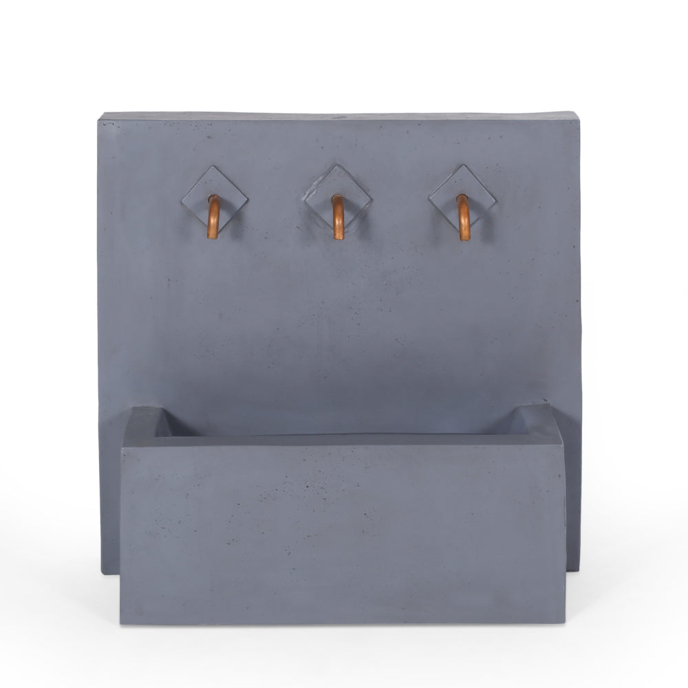 26" High Cody Outdoor Fountain, Hand Crafted Weather Resistant Wall Base Fountain, Light Gray