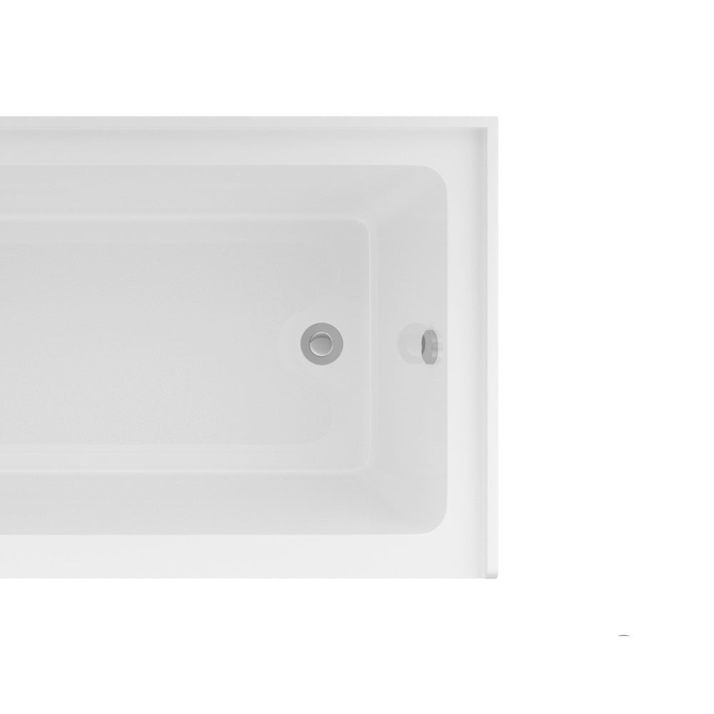 60" Acrylic Alcove Soaking Bathtub with Skirt - Glossy White, Back-to-Wall Design, Chrome Hand-Twist Drain