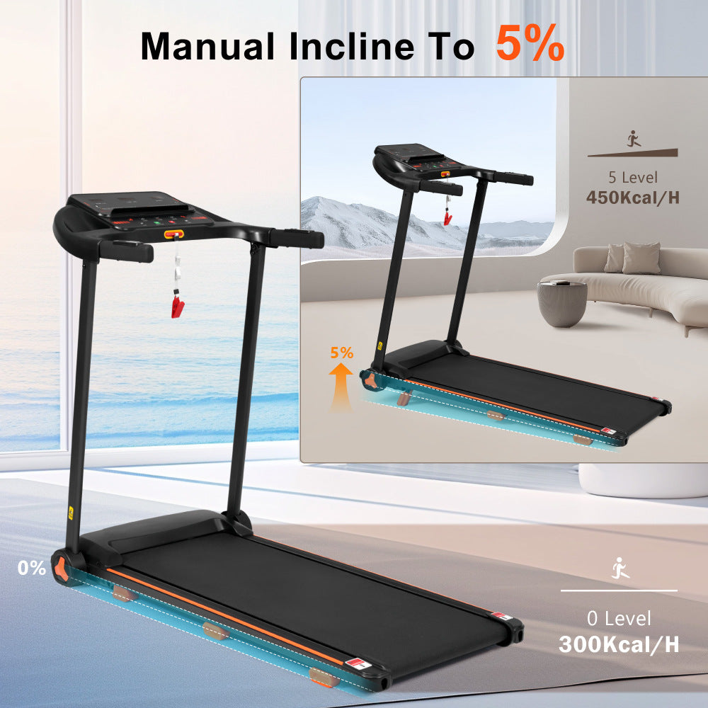 Treadmills for Home, 2.5HP Quiet Folding Treadmill with Heart Rate Sensor, 300lbs Weight Capacity, 7.5MPH, Incline Treadmill With USB Charge Station For Android & Bluetooth Speaker, 6 Shock-Absorbing