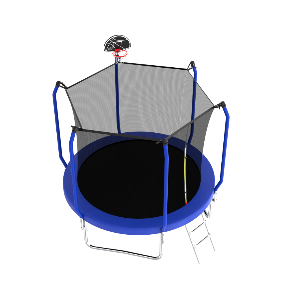 8FT Trampoline with Basketball Hoop, ASTM Approved Reinforced Type Outdoor Trampoline with Enclosure Net