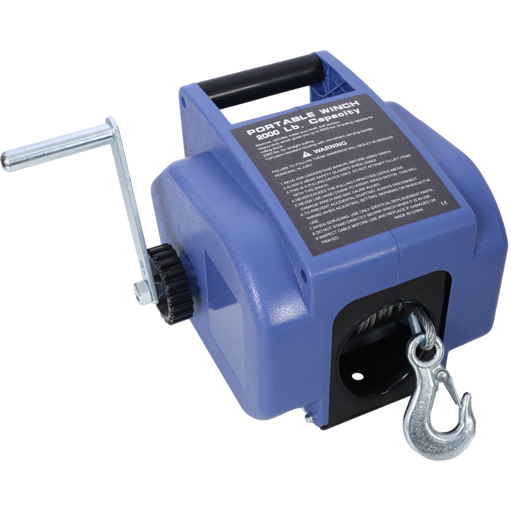 12v 2000lbs Trailer Winch,Reversible Electric Winch,for Boats up to 5000 lbs,Galvanized Wire Rope,with extra pulley hook, Rapid Mount, wirelss remote control,power in and power out.blue plastic casing
