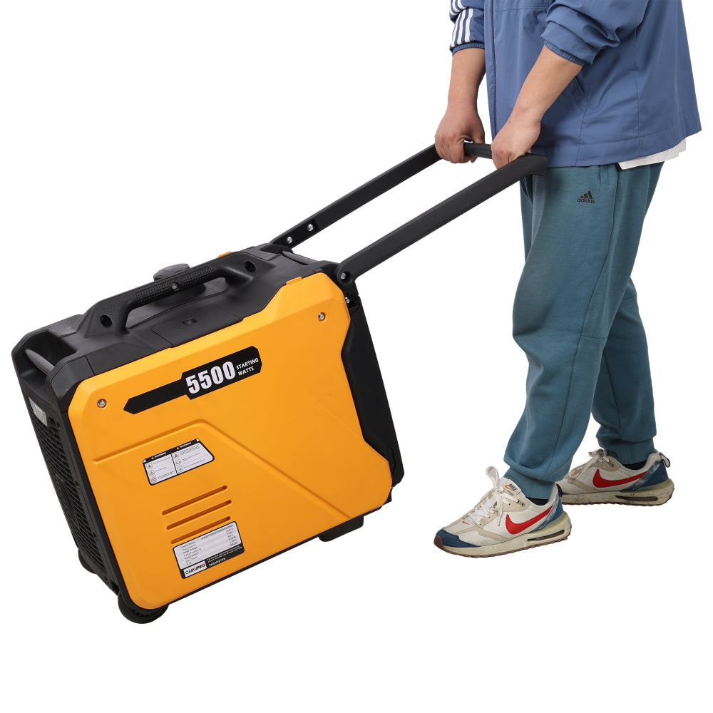 Super quiet Inverter Generator 5.5KW portable generator electric&remote start, foldable handle with wheels, 224cc 4 stroke EPA compliant