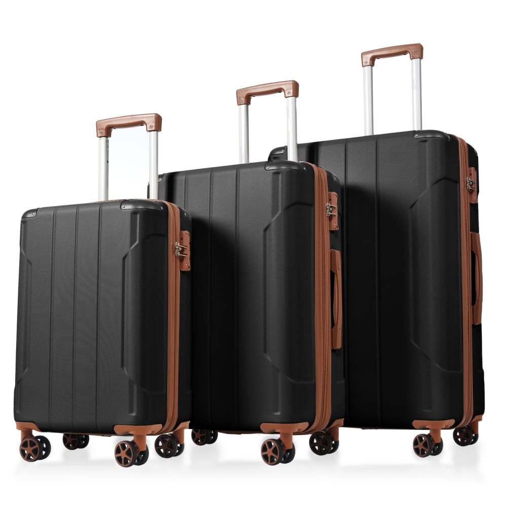 Luggage Sets 3 Piece, Hard shell ABS Lightweight Durable Suitcases with Double Spinner Wheels 20/24/28 Inch (Green)