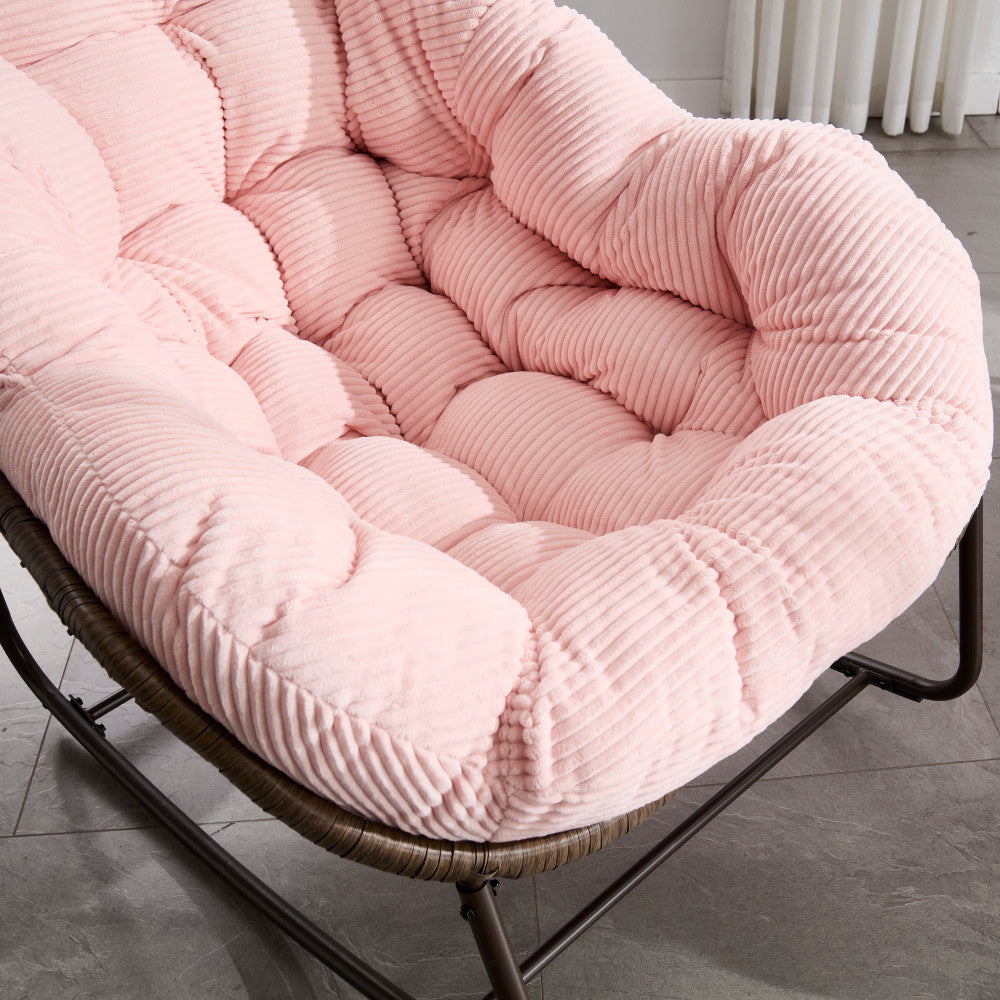 Outdoor Rattan Rocking Chair,Padded Cushion Rocker Recliner Chair Outdoor for Front Porch, Living Room, Patio, Garden,
Pink