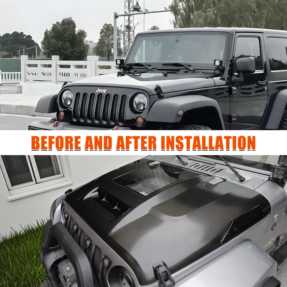 Replacement Hood Vented Heat Dispersion for 2007-2018 Jeep Wrangler JK JKU Hood Upgrade