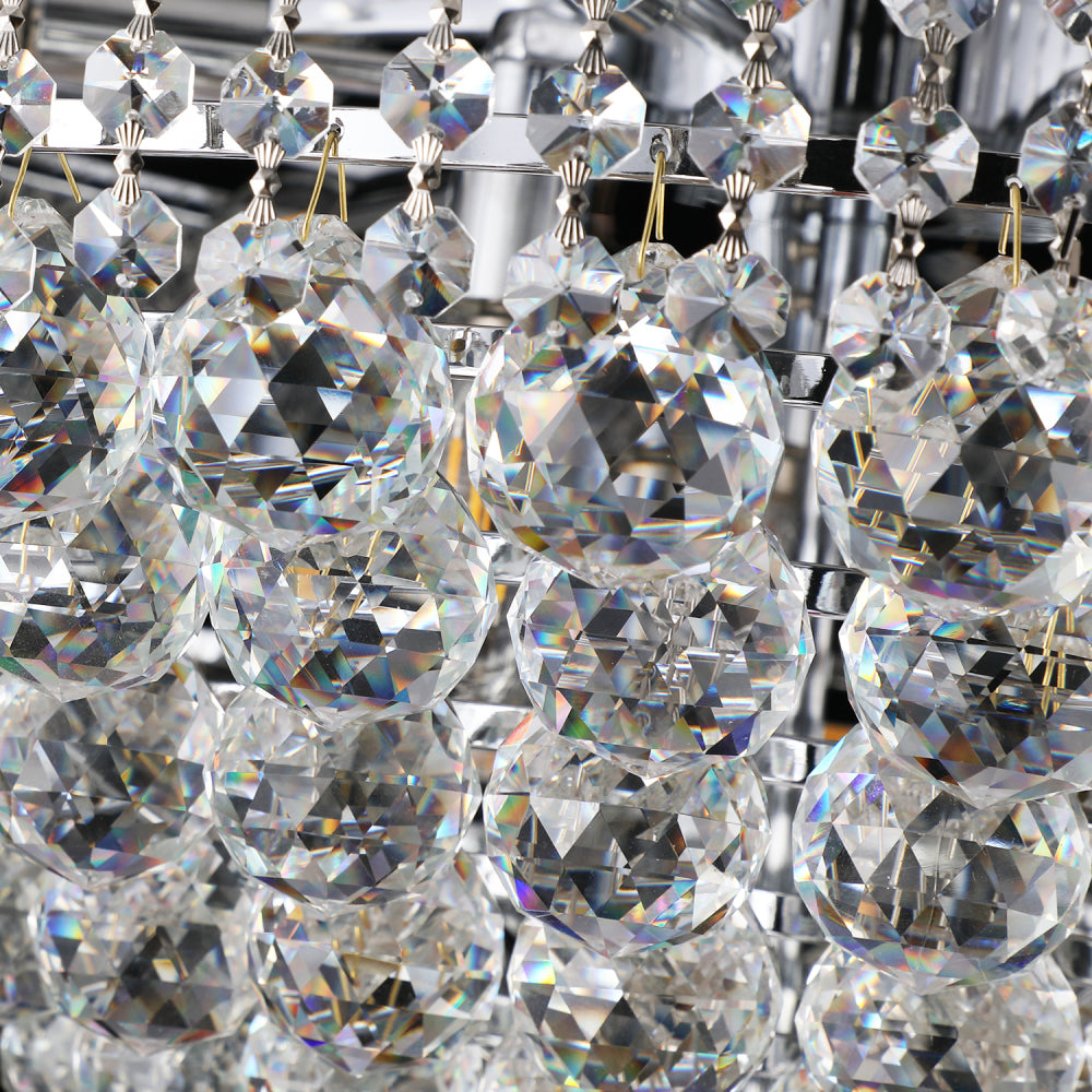 28-Inch Crystal Chandelier Lighting for Dining Room Modern Interior Luxury K9 Bedroom Crystal Chandelier Ceiling Light French Empire Crystal Chandelier Chrome 15 Lights