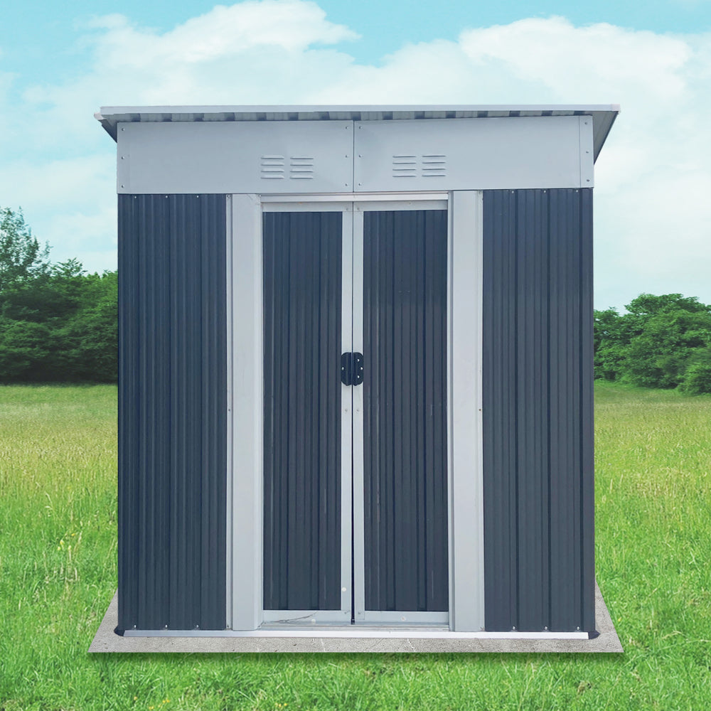 5X3 Feet Dark Grey Outdoor Storage Shed With Aluminum Alloy Frame (old SKU W2794P195736)