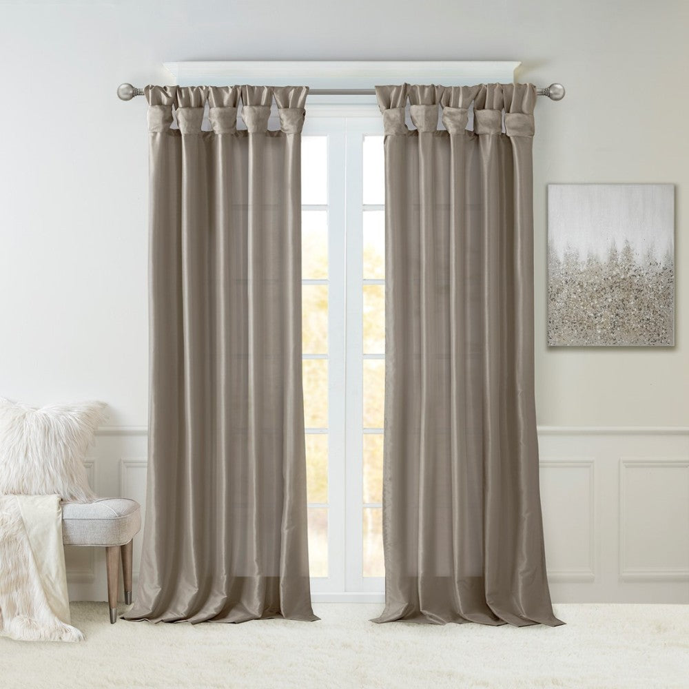 Twist Tab Lined Window Curtain Panel Pewter 50x120"