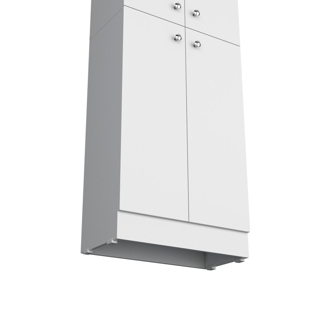 Kitchen Pantry 71" H, 4 Doors, 5 Adjustable Shelves, Laundry, White