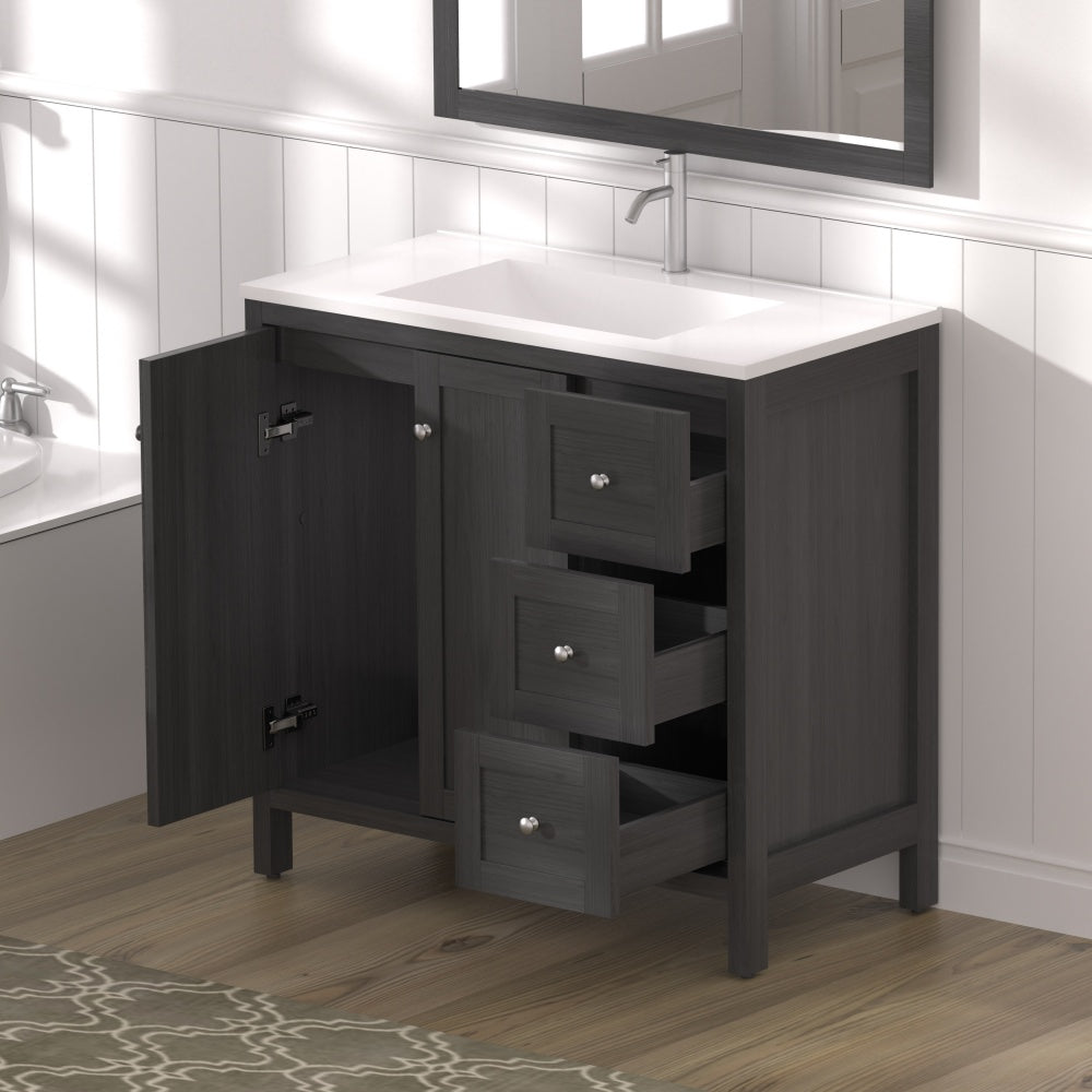 35.5" Bathroom Vanity , Modern Bathroom Cabinet with Basin, Bathroom Storage Cabinet with Soft Closing Doors and 3 Drawers, Munich Black