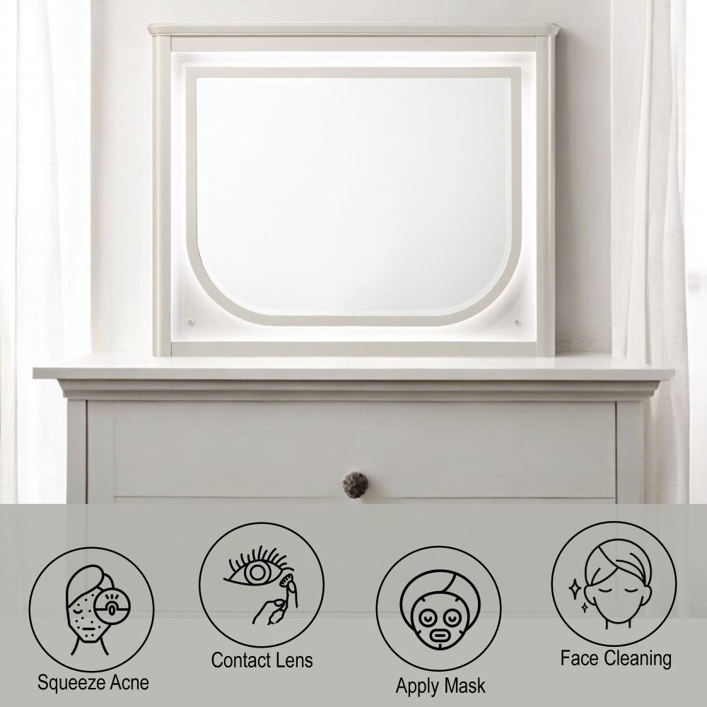 Laveda Pearl White Finish Mirror w/LED