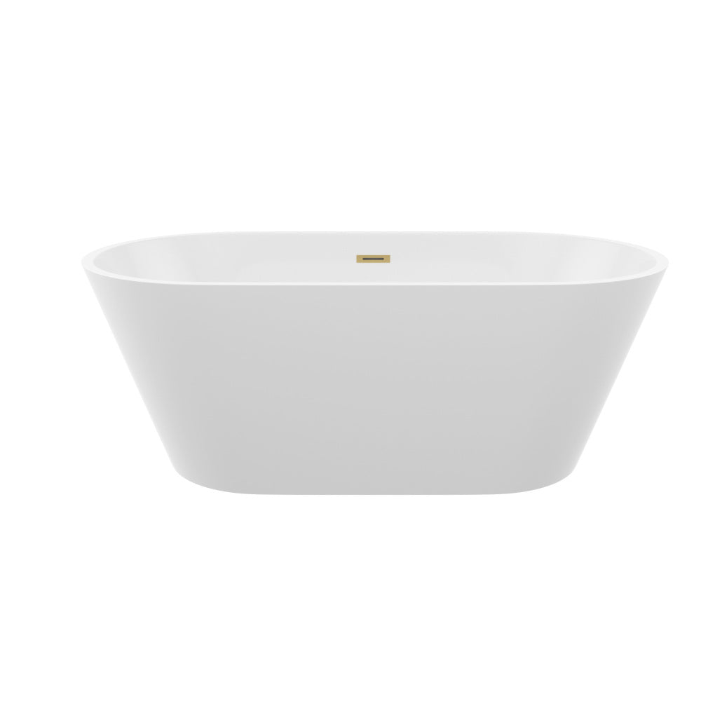 60" Acrylic Alcove Soaking Bathtub with Skirt - Glossy White, Back-to-Wall Design, Chrome Hand-Twist Drain
