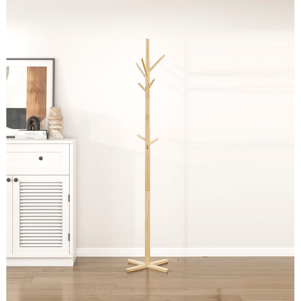 Dark Brown Finish Classic Coat Rack Solid Wood, 10 Hooks Coat Hanger Stand Entryway Home Furniture 1pc