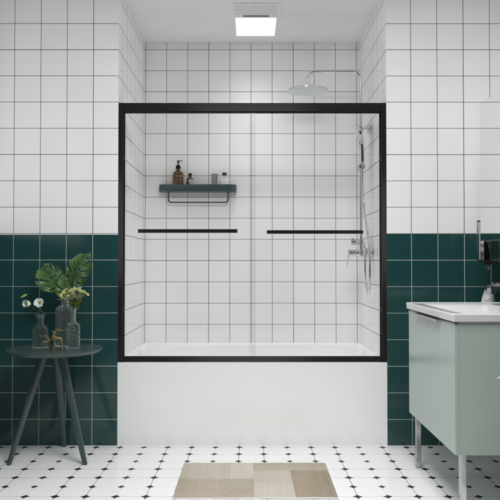 56-60"x70" Aluminum Frame Double Sliding Shower Door,Bypass Bathroom Sliding Door with Premium 5/16" (8mm) Clear Tempered Glass, Chrome Hardware Sliding Glass Shower Enclosure,Chrome Finished