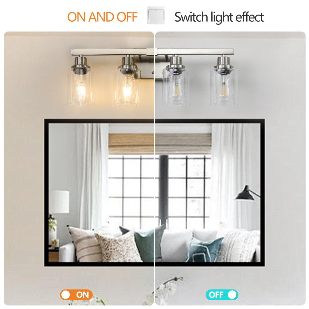 24" Modern 4-Light Bathroom Vanity Light Fixture - Brushed Nickel Finish with Clear Glass Shades, Perfect for Bathroom, Vanity, and Dressing Area Lighting (No Bulbs)