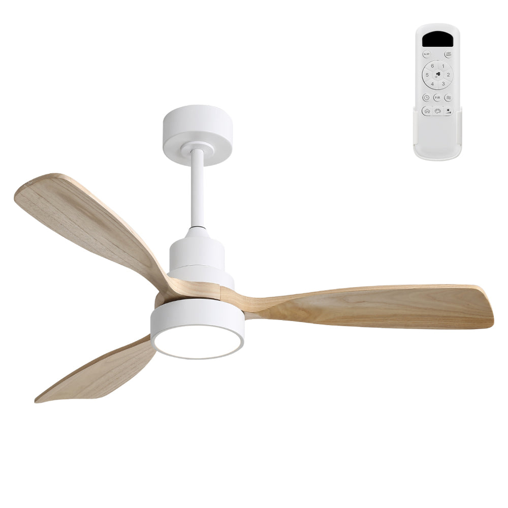 (Same as W882P195902) 48 Inch Wood Ceiling Fan With 3 Solid Wood Blades Remote Control Reversible DC Motor For Living Room