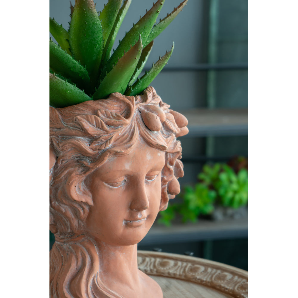 Cement Bust Wall Planter - Indoor Outdoor Home Garden Decor, 8" x 4" x 9"