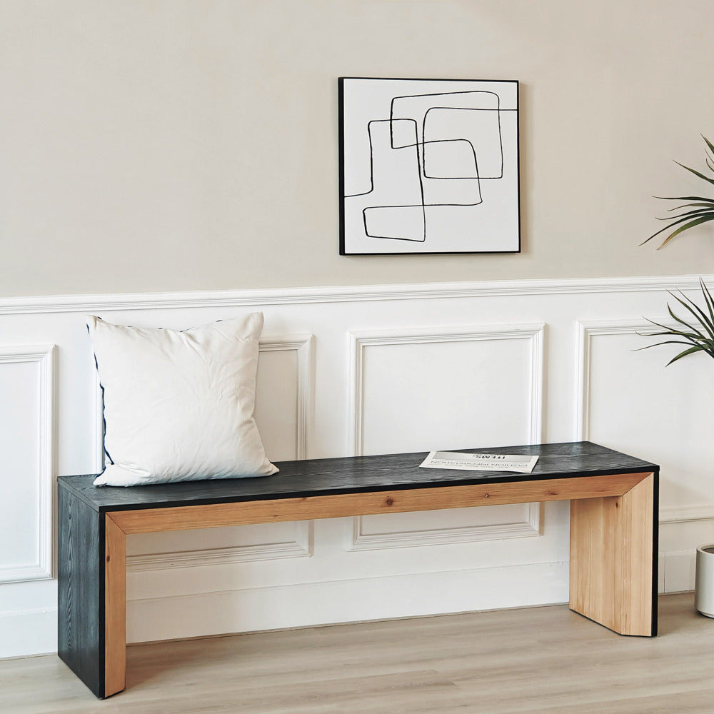 59in Modern Wood Bench - Rustic & Contemporary Design