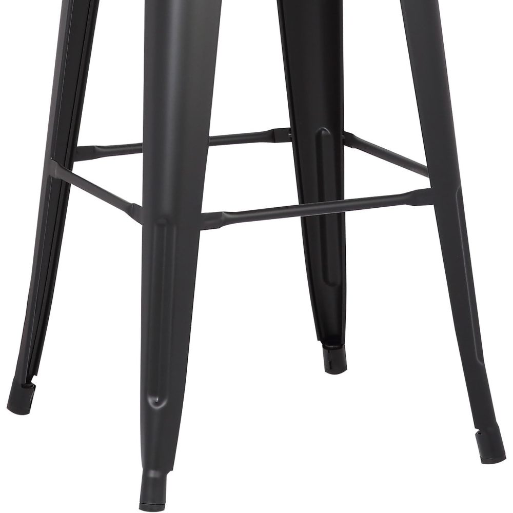 Modern Light Weight Industrial Contemporary Rustic Vintage Costal Metal Barstools with Bucket Back and 4 Leg Design, Seat Bar Stools (Set of 2) (30" Seat, Matte Black)