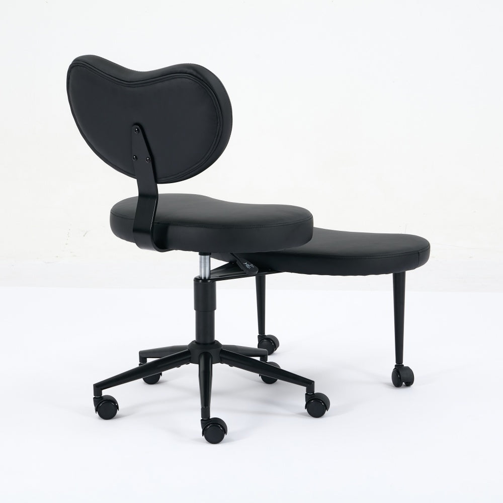 Meditation Chair Plus, Cross Legged Chair with Wheels, ADHD Chair, Criss Cross Desk Chair with Lumbar Support and Adjustable Stool, Flexible Design for Fidgety Sitters, Black PU