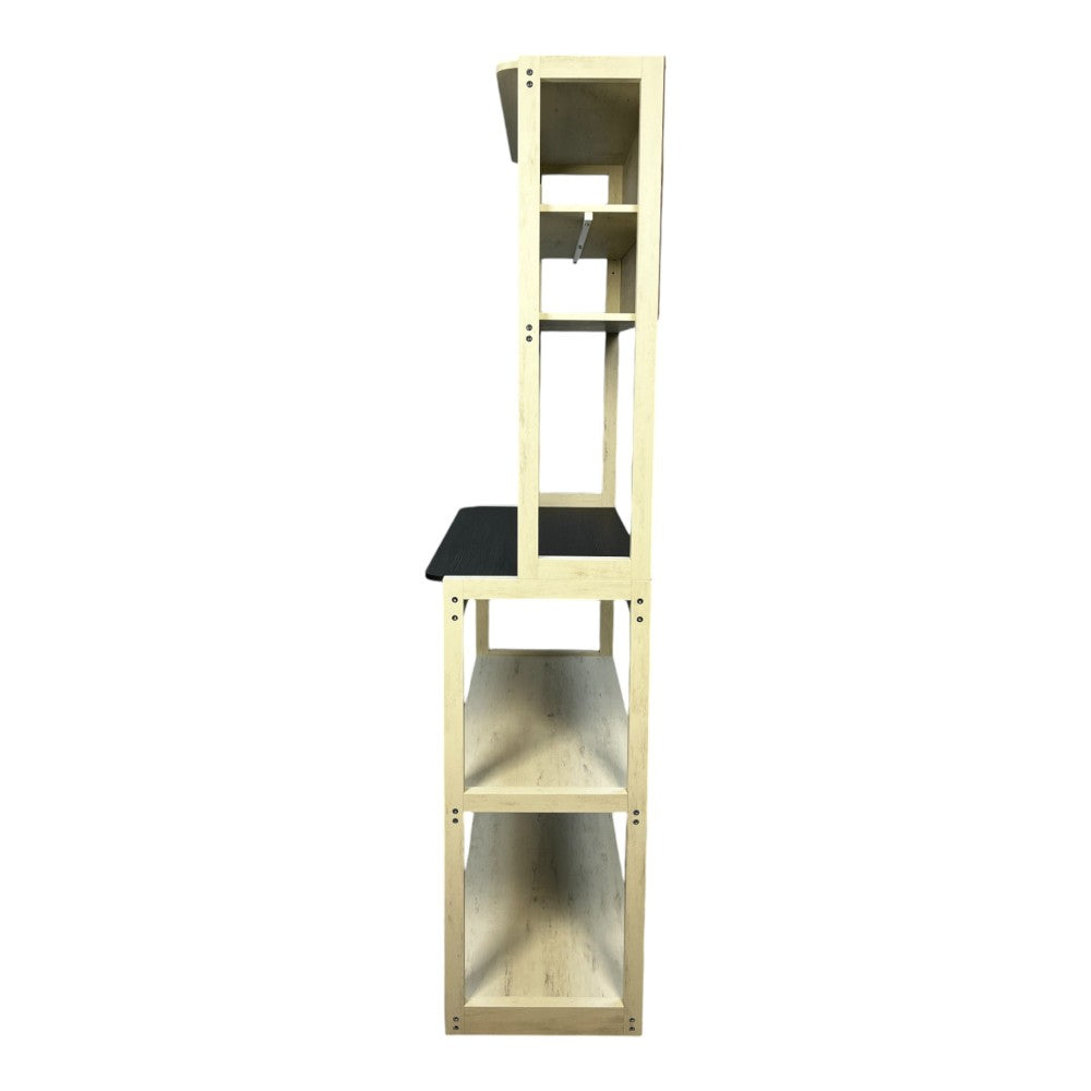 31.5" White and Black color 5-Tier Bakers Rack for Kitchen with Storage, Coffee Bar, Kitchen Shelves, Microwave Stand