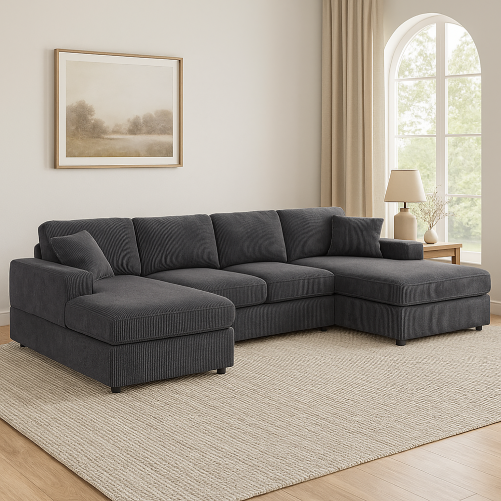 3 - Piece Corduroy Double-Chaise Sectional