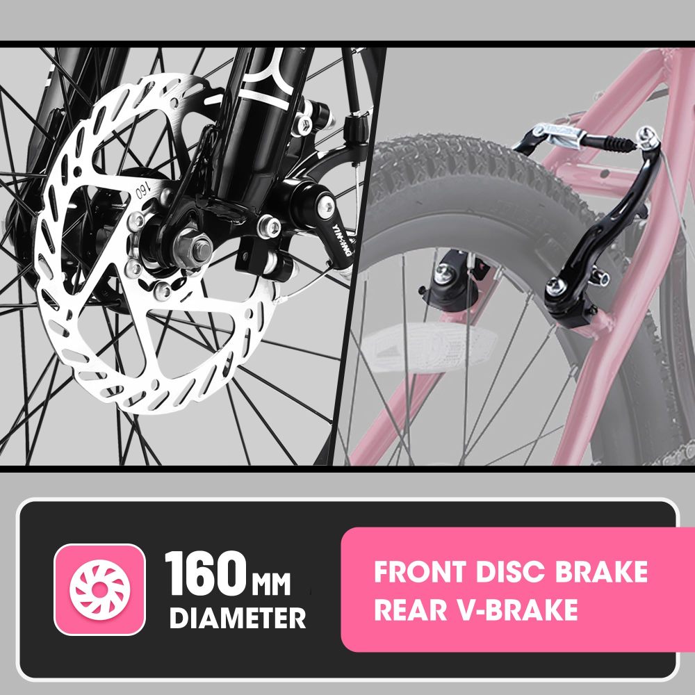 S20101 20 Inch Kids' Bike, Boys Girls Mountain Bike Ages 6-12, 7 Speed Teenager Children Kids' Bicycles, Front Suspension Disc Brake Rear V-Brake, High Steel Frame