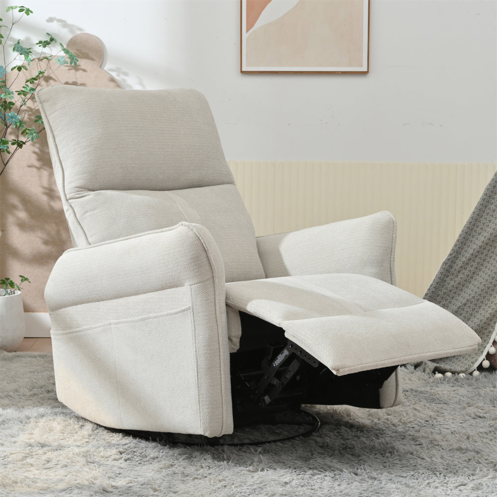 Rocking Recliner Chair,360 ° Swivel Nursery Rocking Chair,Glider Chair,Modern Small Rocking Swivel Recliner Chair for Bedroom,Living Room Chair Home Theater Seat,Side Pocket(Light Gray+360°Swivel)